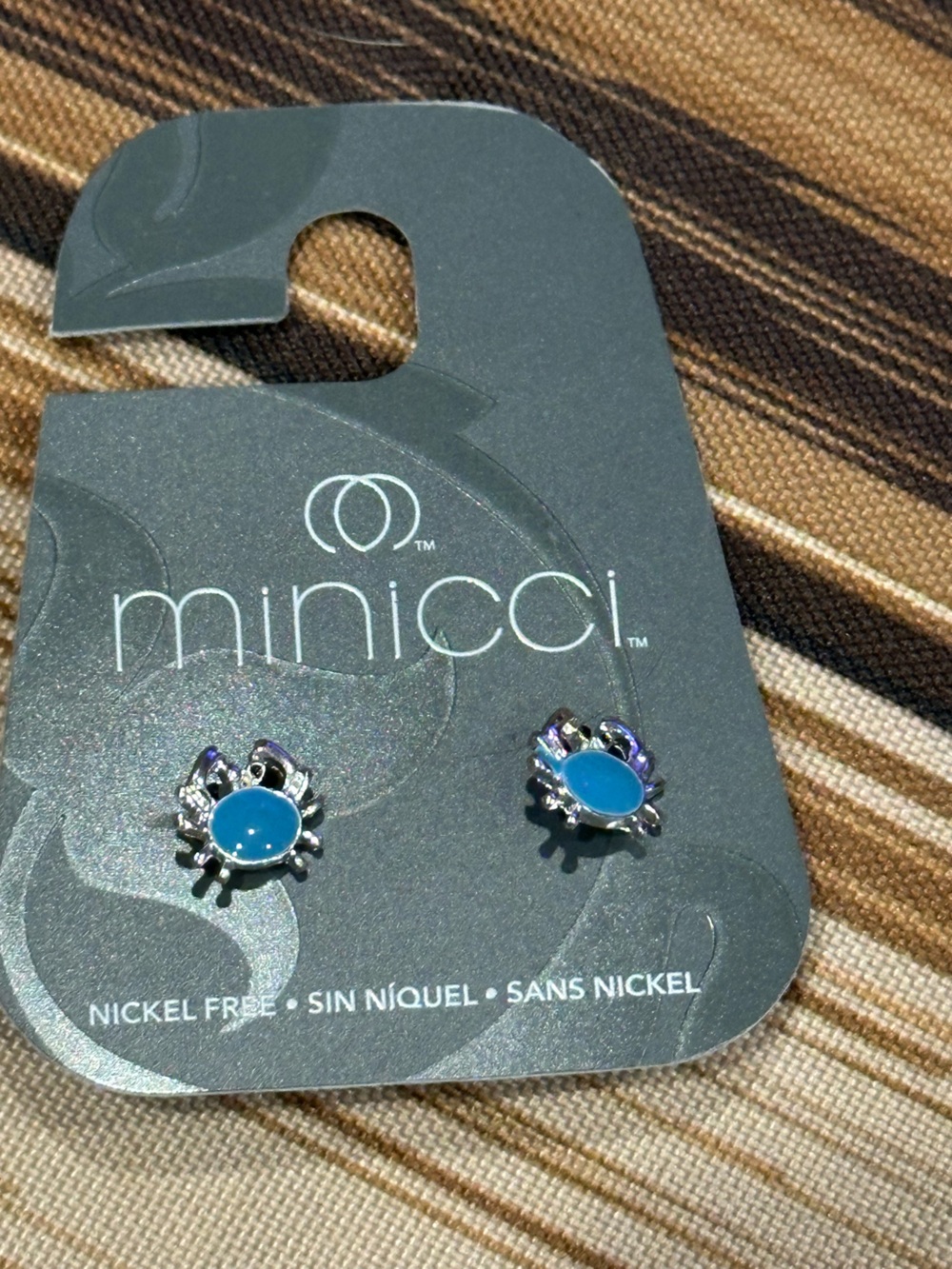 Minicci Silver Turquoise Blue Crab Stud Earrings